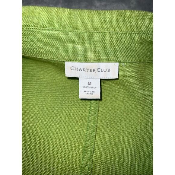 Women’s 100% Linen Button Down Green Cardigan/Jacket Medium - Picture 7 of 9